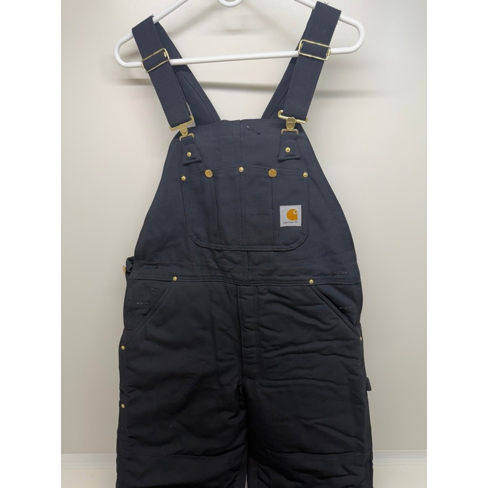 Carhartt 36 x 30 Black Bib Overalls Arctic Quilt Lined R03 USA Made Insulated - Picture 3 of 8